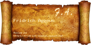 Fridrich Aggeus névjegykártya